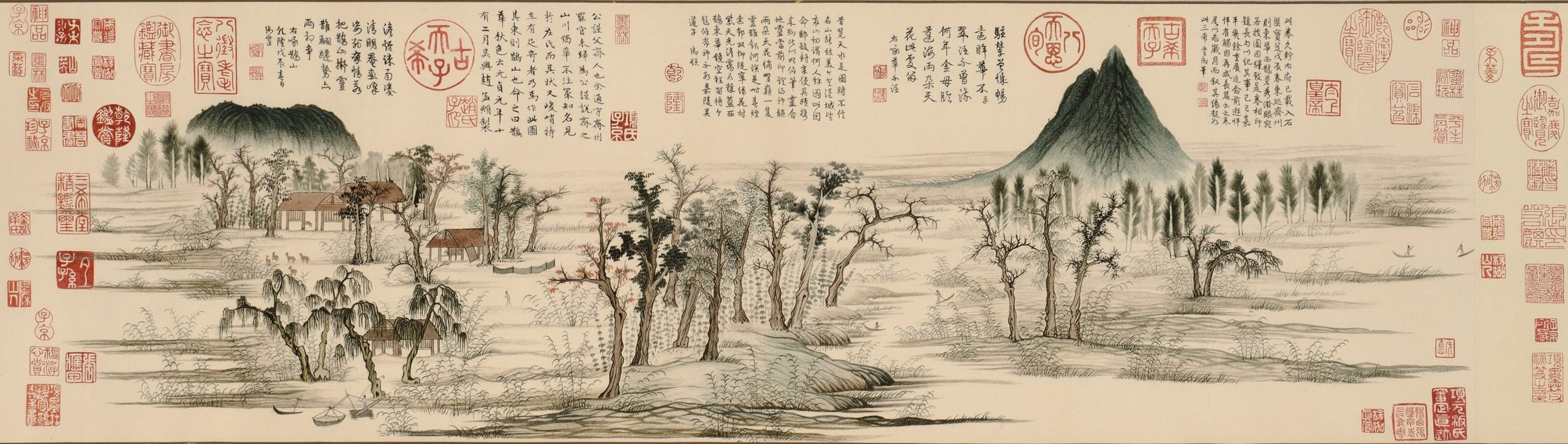 《繡 鵲華秋色圖》